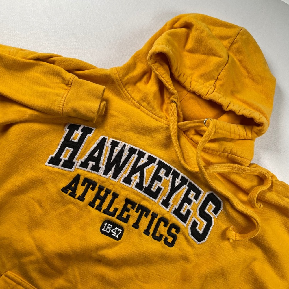Old Varsity Brand Iowa Hawkeyes Athletics Hoodie Mens XL Yellow Pullover